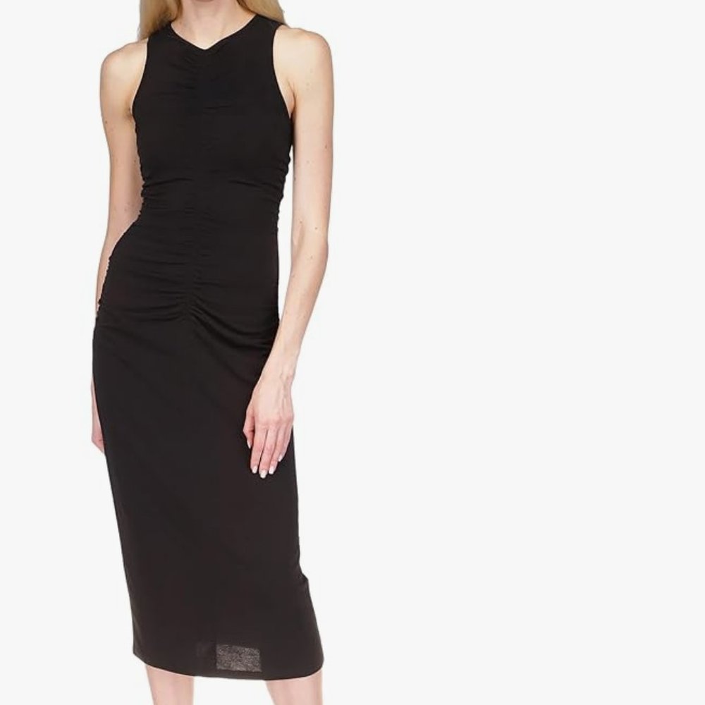 MICHAEL KORS Sleeveless Ruched Matte Jersey Midi Dress - Size XS
